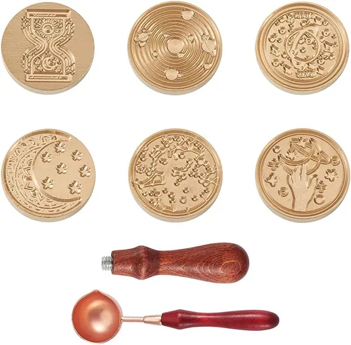 Miniatura 12 de Beadthoven - Juego de sellos de cera con 12 piezas de signos del zodiaco completo con temática de constelaciones, cabezas de latón y 2 asas