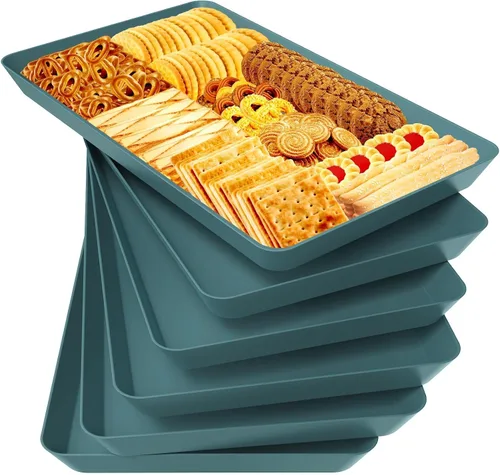 Miniatura 25 de WOWBOX 4 bandejas de servir para entretenimiento, platos para servir aperitivos, frutas, galletas, postres, bandejas de plástico reutilizables