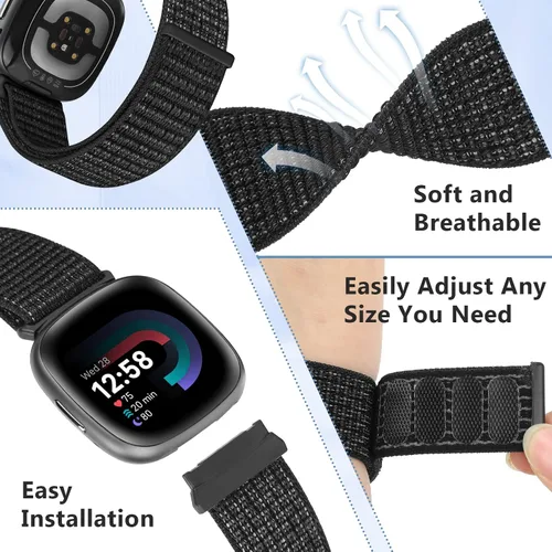 Miniatura 3 de Bcuckood Correa de nailon compatible con Fitbit Sense 2/Fitbit Sense/Fitbit Versa 4/Fitbit Versa 3 Bandas, para mujeres y hombres, correa de nailon