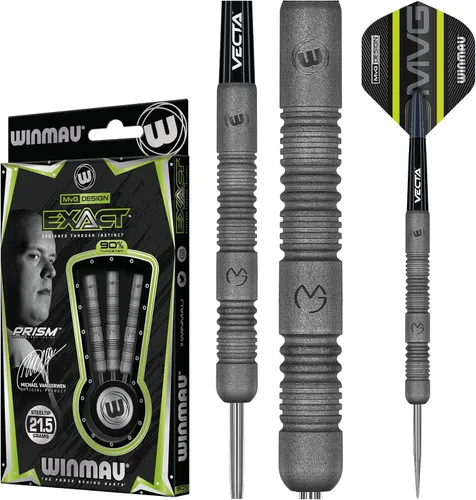 Miniatura 5 de Winmau Michael Van Gerwen MvG Exact Steel Tip Darts Set - 90% Tungsten Professional Darts - Precision Grip with Prism Alpha Flights & Vecta Shafts