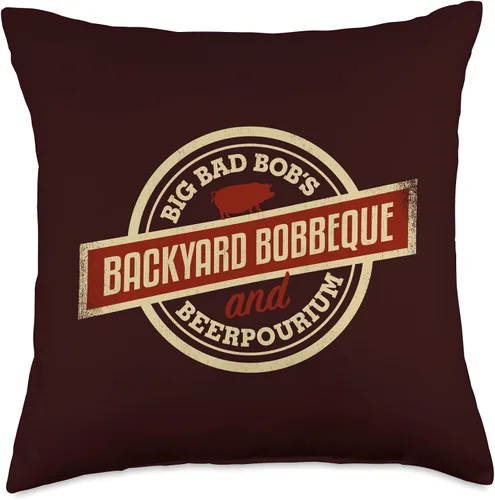Guys Named Bob Designs Cojín con logotipo de barbacoa para parrilleros con nombre Bob, 18 x 18 pulgadas, multicolor