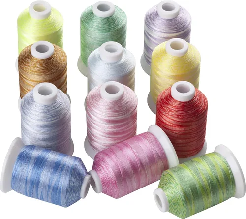 Simthread s 12 hilo de la máquina del bordado del poliéster del color abigarrado para la mayoría de las máquinas caseras del bordado 1100 yardas