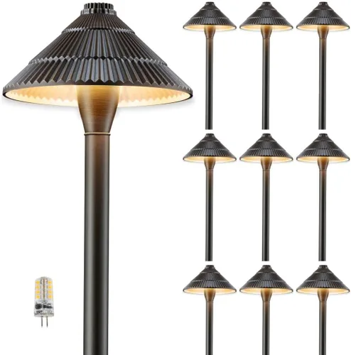 Miniatura 32 de Gardenreet Luces de camino de bajo voltaje de latón, luces LED de camino de paisaje, luces de patio al aire libre impermeables IP65, 12 V con cable