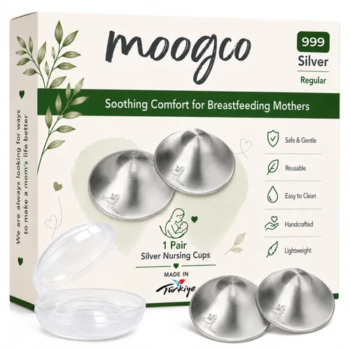 Miniatura 9 de MOOGCO Las Tazas de Lactancia Originales de Plata - Tazas de Pezón de Plata 999k - Protectores de Pezón para la Lactancia de Recién Nacidos