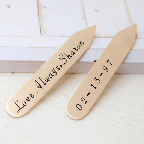 Miniatura 3 de Bronze Collar Stays For Dad, Father's Day Present, Personalized Engraved Custom Message