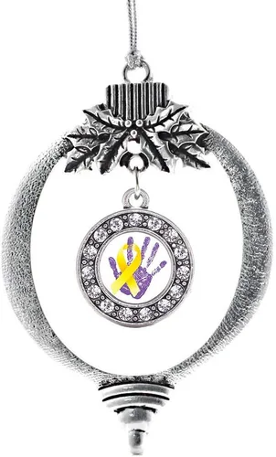 Miniatura 229 de Inspired Silver - Twin One - Adorno festivo de Navidad de plata - Adorno festivo de árbol de Navidad con dije de círculo y circonita cúbica