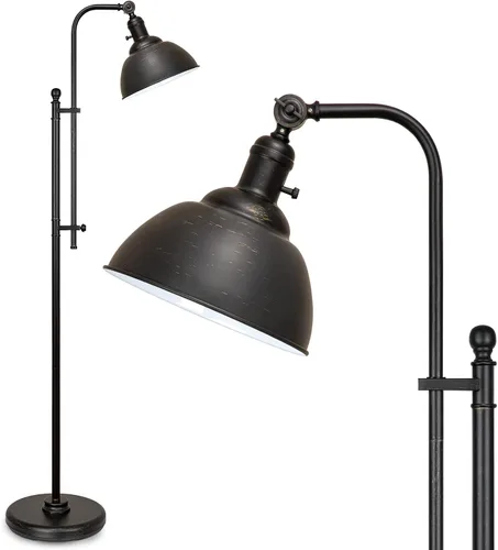 Miniatura 8 de Lámpara de pie industrial Coucrek, lámparas rústicas de 3 temperaturas de color en bronce envejecido, altura ajustable y luces de lectura