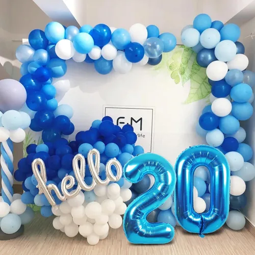 Miniatura 5 de Globos gigantes de papel aluminio azul del número 20 de 40 pulgadas, globos gigantes de helio número 20 para niños y niñas, decoraciones de azul