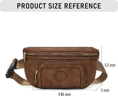 Miniatura 3 de Chinllo Riñonera para mujer, bolsa cruzada de moda para cinturón de cuero vegano con correa ajustable, Café, Moda