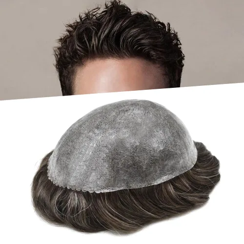 Miniatura 48 de LYRICAL HAIR Toupee para hombres, todos los postizos de piel de polietileno, negro, marrón, rubio, sistema de cabello humano, repuesto natural, #22R