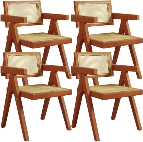 Miniatura 10 de YVYKFZD Juego de sillas de comedor de madera, sillas de comedor de ratán, silla de cocina con respaldo, sillón de salón, silla auxiliar cómoda