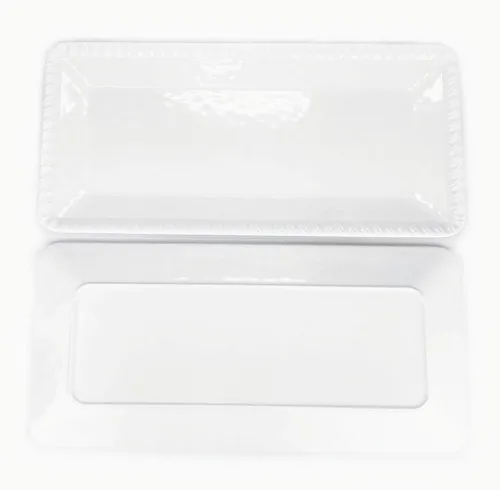 Miniatura 4 de KX-WARE Juego de 2 bandejas de melamina de 17 pulgadas, color blanco y rectangular, 100% melamina, aptas para lavavajillas, sin BPA