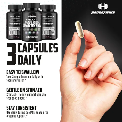 Miniatura 6 de DAMN GOOD The Hodge Twins Cápsulas orgánicas Shilajit de máxima vitalidad – Refuerzo diario de energía y resistencia para hombres – Enfoque y fuerza