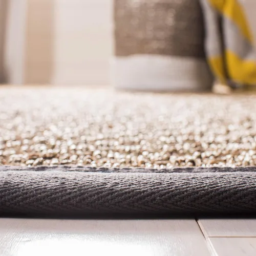 Miniatura 5 de SAFAVIEH Alfombra de Área 6x9 pies - Colección de Fibra Natural - Natural y Gris Oscuro, Hierba Marina, Patrón de Tejido de Canasta con Borde