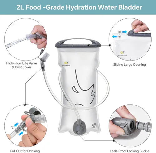 Miniatura 2 de N NEVO RHINO Bolsa de hidratación 2L-3L, depósito de agua para mochila de senderismo, bolsa de almacenamiento de agua a prueba de fugas, bolsa