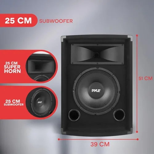 Miniatura 3 de PYLE-PRO PADH1079 – 500 W 10 pulgadas Gabinete de altavoces de dos vías