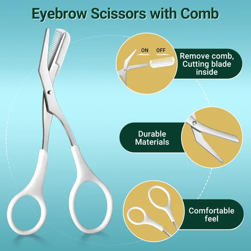 Miniatura 4 de TsMADDTs Pinzas para mujeres, kit de cejas 8 en 1 con pinzas, recortadora, tijera, navaja, cepillo con bolsa de viaje, kit para dar forma a las cejas