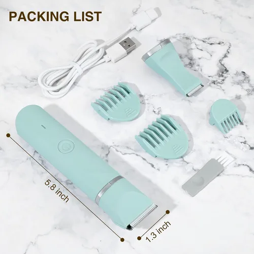 Miniatura 9 de Maquinilla de afeitar eléctrica impermeable para bikini para mujeres, afeitadora de vello púbico, afeitadora recargable con cuchillas cerámicas