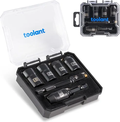 Miniatura 11 de toolant Juego de destornilladores de tuerca magnética, brocas, de impacto, 34 piezas, tuerca profunda, adaptadores de broca de impacto, tuerca