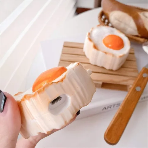 Miniatura 4 de UnnFiko Funda para Airpods Pro, funda protectora de silicona suave de dibujos animados 3D, linda funda creativa de carga para Airpods Pro con Z Huevo