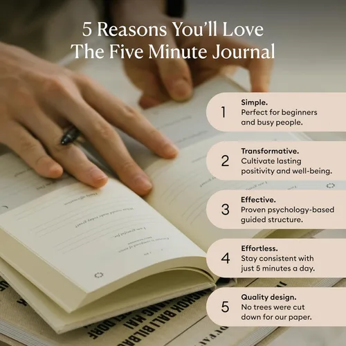 Miniatura 3 de The Five Minute Journal, diario original de gratitud 2023, diario de reflexión y manifestación para atención plena, diario sin fecha con lámina