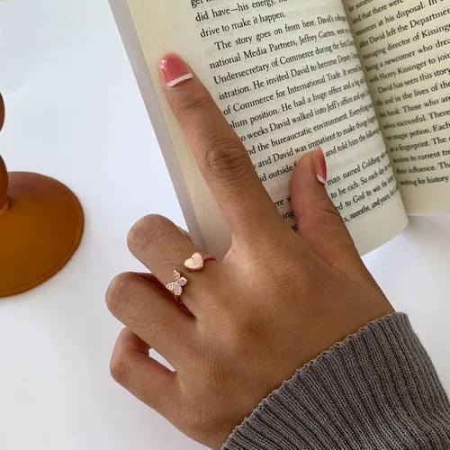 Miniatura 4 de Sora Tuki Anillo con inicial para mujer, anillo de letra de oro, anillos con inicial de plata para adolescentes y niñas, anillos ajustables de oro