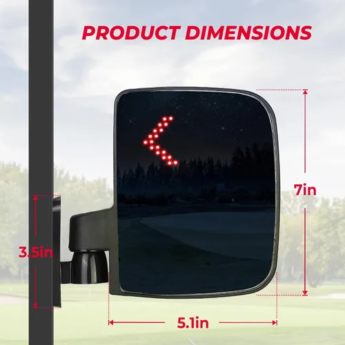 Miniatura 4 de KEMIMOTO Espejos laterales para carrito de golf con luces direccionales LED, espejos retrovisores universales compatibles con Club Car, EZGO, ICON