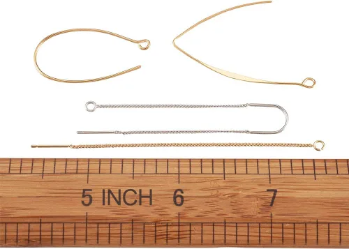 Miniatura 7 de KISSITTY 12 pares de aretes de cadena larga de latón con bucles para manualidades, fabricación de joyas, platino y dorado