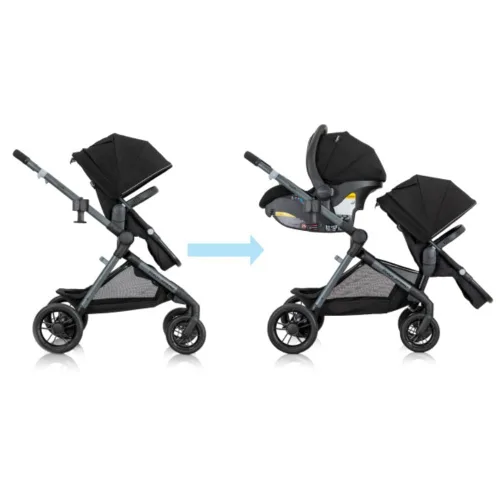 Miniatura 2 de Sistema de transporte modular Evenflo Pivot Xpand con asiento de coche para bebé LiteMax (Negro Ayrshire)