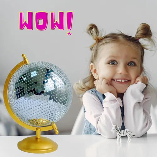 Miniatura 4 de Globo de bola de discoteca, estatuas de decoración del hogar, escultura clásica de arte de mesa con base de metal, esculturas estéticas decorativas