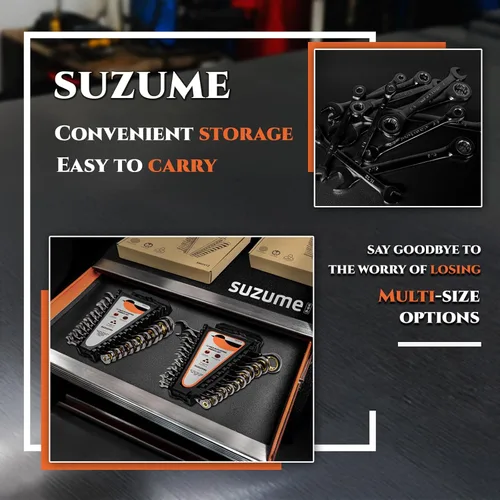 Miniatura 5 de SUZUME Juego de 24 piezas de llaves de carraca SAE y métricas (1/4" - 7/8" & 8-19mm) Engranajes bloqueados de ciclo de más de 15K 72T Cr-V Juego