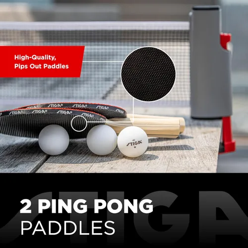 Miniatura 3 de STIGA Juego de red de ping pong retráctil todo en uno, incluye 2 paletas de ping pong, 3 bolas de 1 estrella, bolsa de almacenamiento de malla, se