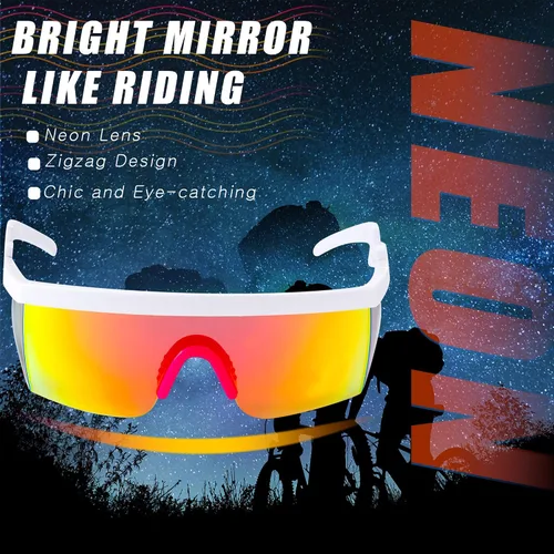 Miniatura 6 de 3 pares de gafas de sol retro semi sin montura de los años 80 y 90 con zigzag lentes transparentes de color arcoíris para hombres y mujeres