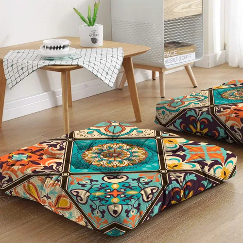Miniatura 8 de Cojín de meditación con mandala, tapete de meditación bohemio, almohadas de meditación para sentarse en el suelo, cojines para sentarse en casa y al