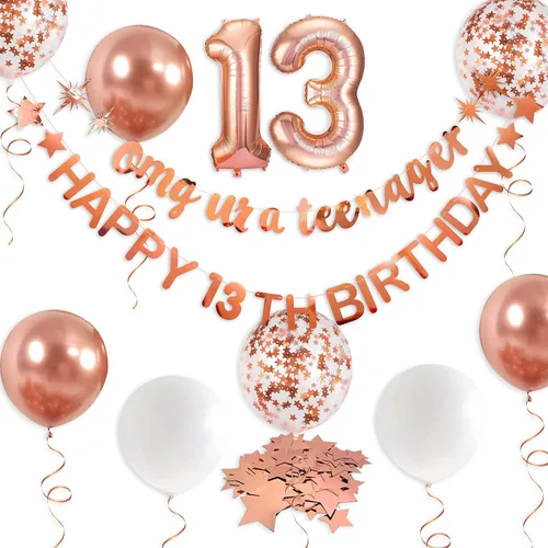 Miniatura 10 de Guirnalda de globos de aluminio con texto en inglés «Omg Ur A Teenager, Happy 13th Birthday» de color verde salvia, decoración oficial de 13