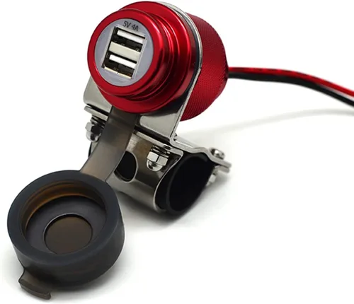 Miniatura 9 de Cliff Top Cargador USB para motocicleta, impermeable, doble puerto USB 4A, 20 W, aluminio, con interruptor de alimentación magnético, resistente