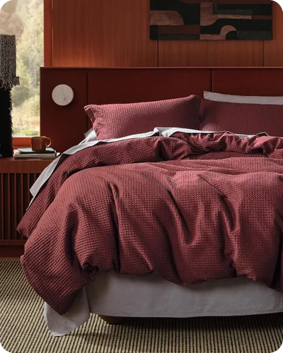 Miniatura 29 de Bedsure - Funda de edredón de algodón tamaño King - 100% algodón de tejido gofre color verde bosque, juego de ropa de cama GentleSoft™ transpirable