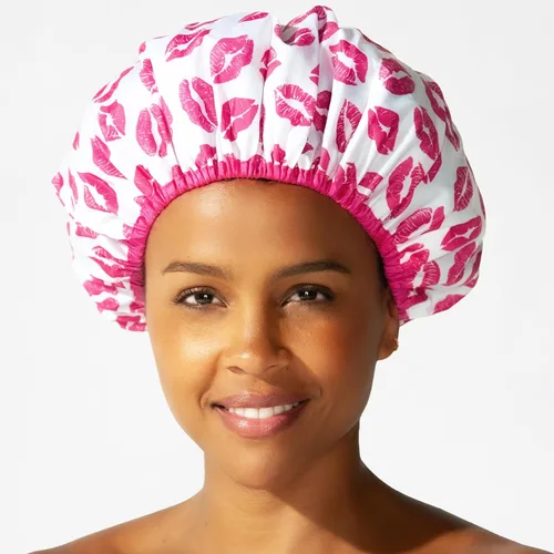 Miniatura 12 de Gorro de baño y ducha reutilizable forrado, gorro de ducha impermeable de gran tamaño, diseñado para todas las longitudes de cabello con forro