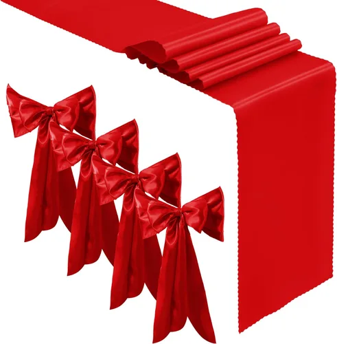 Miniatura 7 de Aormenzy 12 caminos de mesa de satén azul bebé de 12 x 108 pulgadas, caminos de mesa de boda sedosos, decoración de mesa elegante, caminos de mesa