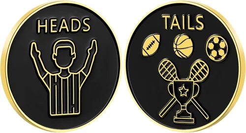 Jexine Arbitro Flip Coin Fútbol Árbitro Portátil Antióxido Aleación Dura Juez Toss Monedas con Estuche para Fútbol Fútbol Voleibol Lacrosse