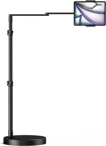 Miniatura 10 de elitehood Soporte de suelo para iPad de diseño diagonal con base resistente, soporte horizontal de 24 pulgadas de brazo largo para cama reclinable