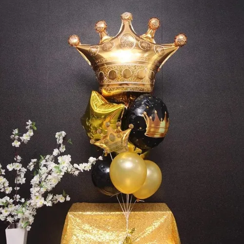 Miniatura 6 de 14 globos de corona de papel de aluminio dorado para cumpleaños, bodas, fiestas, baby shower, decoraciones 4 gigantes y 10 miniaturas