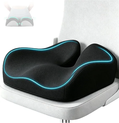 CXC Cojín de asiento para aliviar el dolor de coxis, cojín de espuma viscoelástica para ciática y alivio de presión, almohadilla de asiento