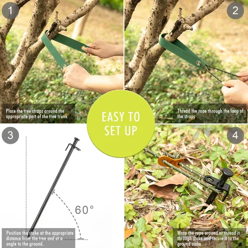 Miniatura 3 de Kit de estacas de árbol resistente, estacas de acero de 11.8 pulgadas y soportes para árbol joven, antiviento fuerte, kit de enderezamiento