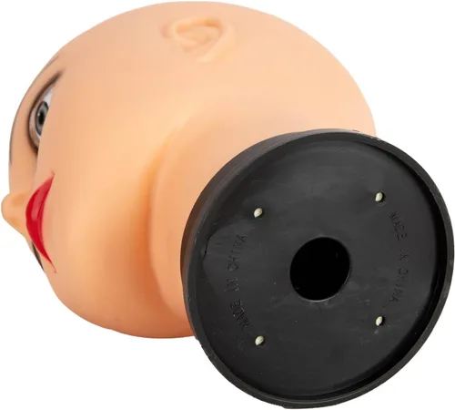 Miniatura 4 de Cabeza de maniquí calvo para mujer, maniquí profesional de entrenamiento de cosmetología, calvo para hacer pelucas y exhibir cabeza de maniquí Beige