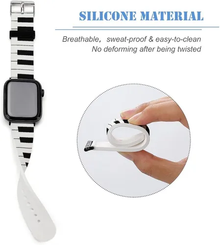 Miniatura 4 de Correas de reloj de silicona musicales con piano musical, compatibles con Apple Watch, correa de reloj de liberación rápida para iWatch Series 8, 7