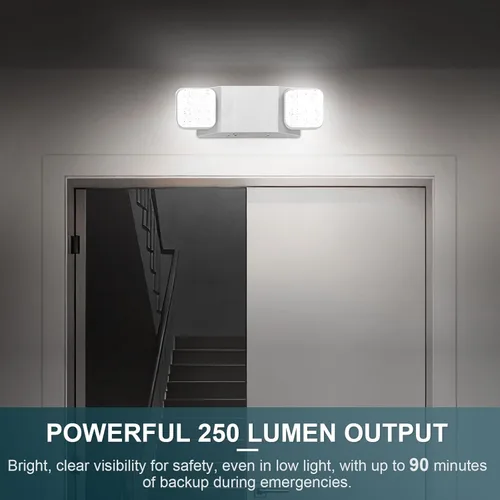 Miniatura 5 de Luces LED de emergencia, luces de emergencia comerciales ajustables de dos cabezales para negocios, cortes de energía, con batería de respaldo