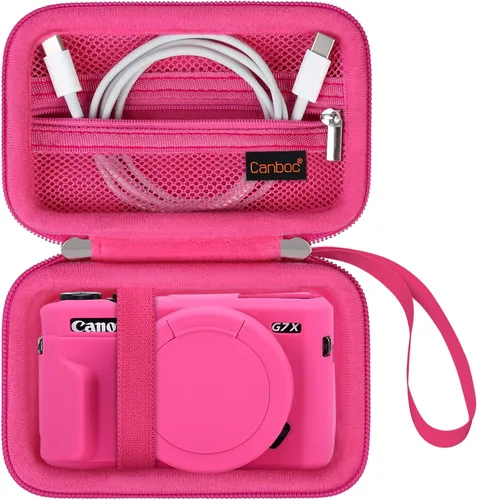 Canboc Funda de transporte para cámara digital Canon PowerShot G7X Mark III/G7X Mark II/SX740/SX730, bolsillo de malla compatible con cable USB,