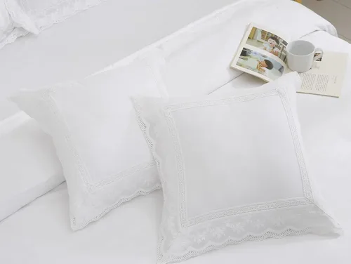 Miniatura 6 de Fundas de almohada de encaje rosa tamaño Queen fundas de almohada de algodón para cama, estilo francés campestre, 2 piezas de 20 x 30 pulgadas