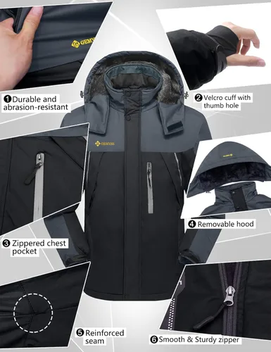 Miniatura 6 de GEMYSE chaqueta de esquí para hombre, impermeable, rompevientos, para la nieve
